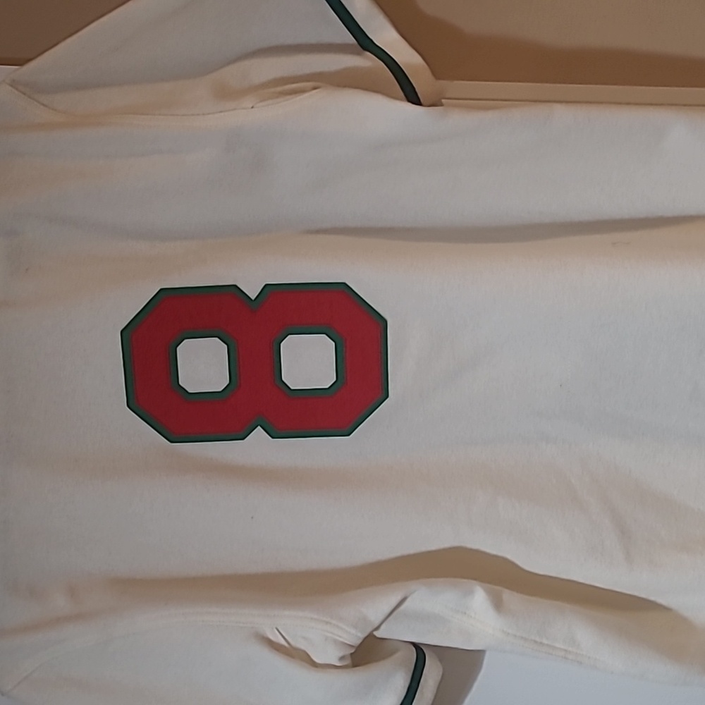 Ebbets Field Flannels Wool Cream and Green Baseball Shirt - Picture 4 of 5